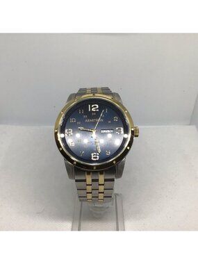 Armitron Men's Two-Tone Quartz Watch Blue Dial Day-Date WR 165ft